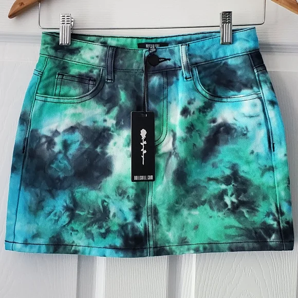 Denim Mini Skirt Tie Dye NWT - Picture 2 of 7